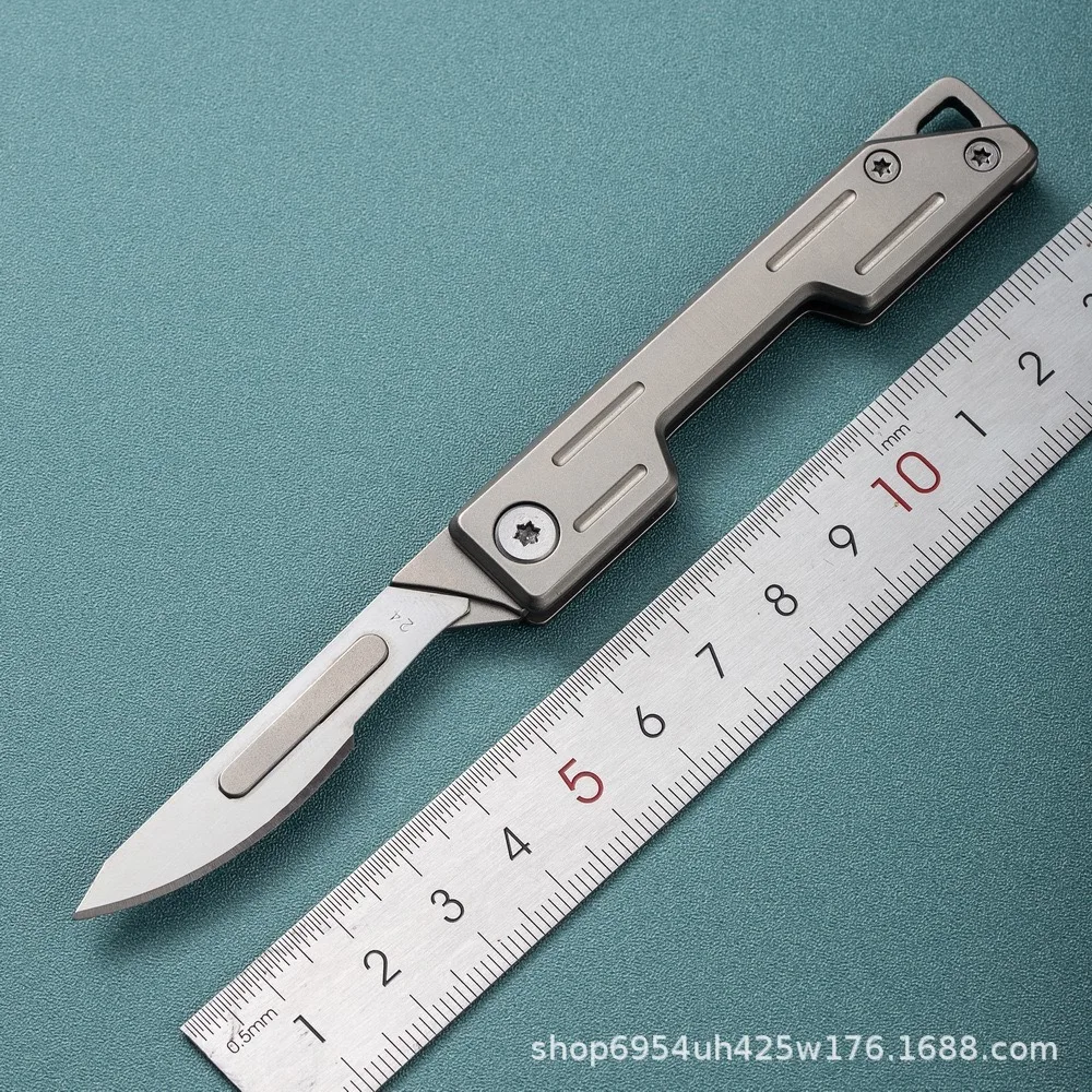 سكين فولاذي عالي الكربون، شفرة مشرط حادة، سكين صغير قابل للطي، سكين نحت، سكين سلسلة مفاتيح محمول #2