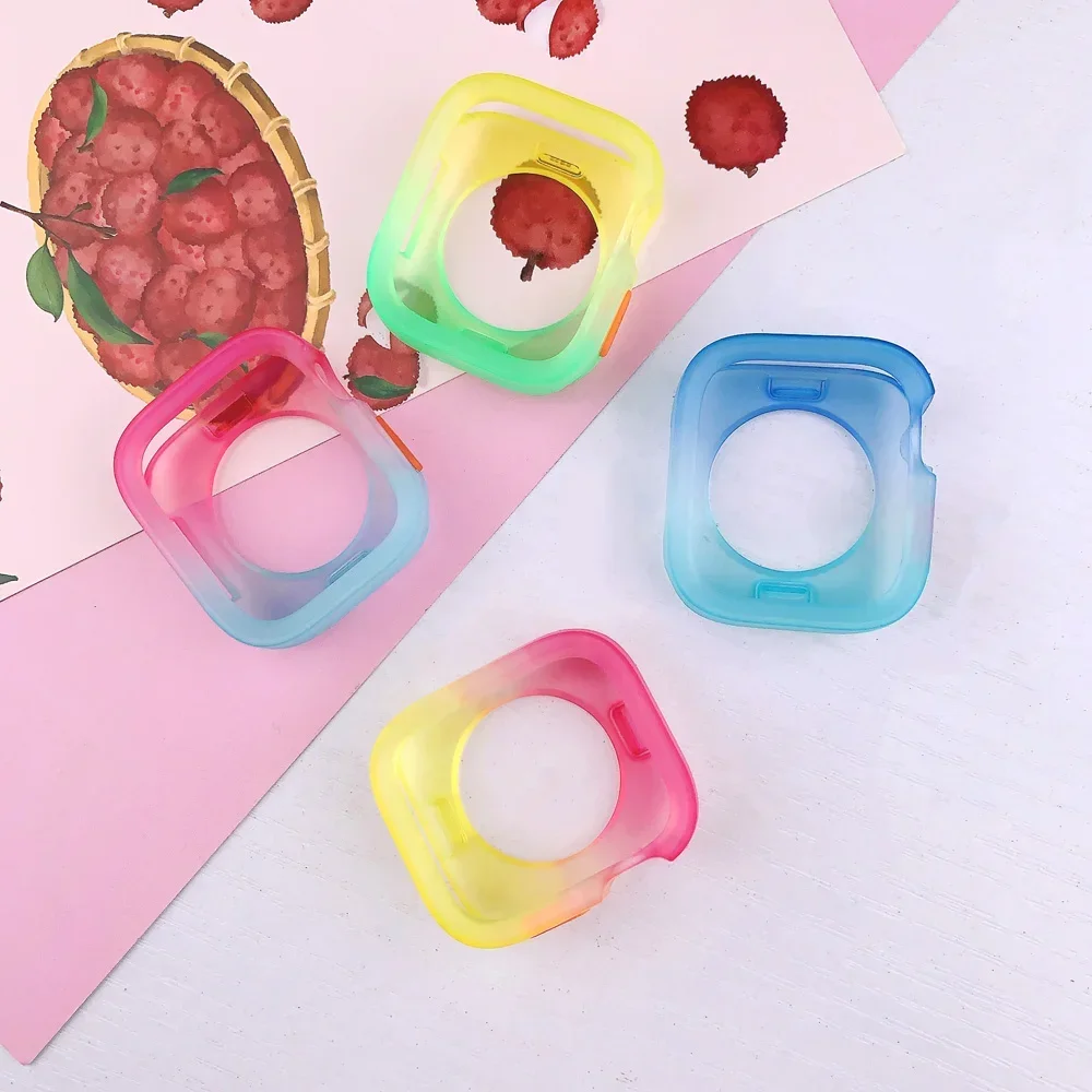 For Apple Watch Case 40MM 41MM 44MM 45MM Candy Color Cover TPU Silicone Protective Bumper For iWatch Series 9 8 7 6 5 4 SE Shell