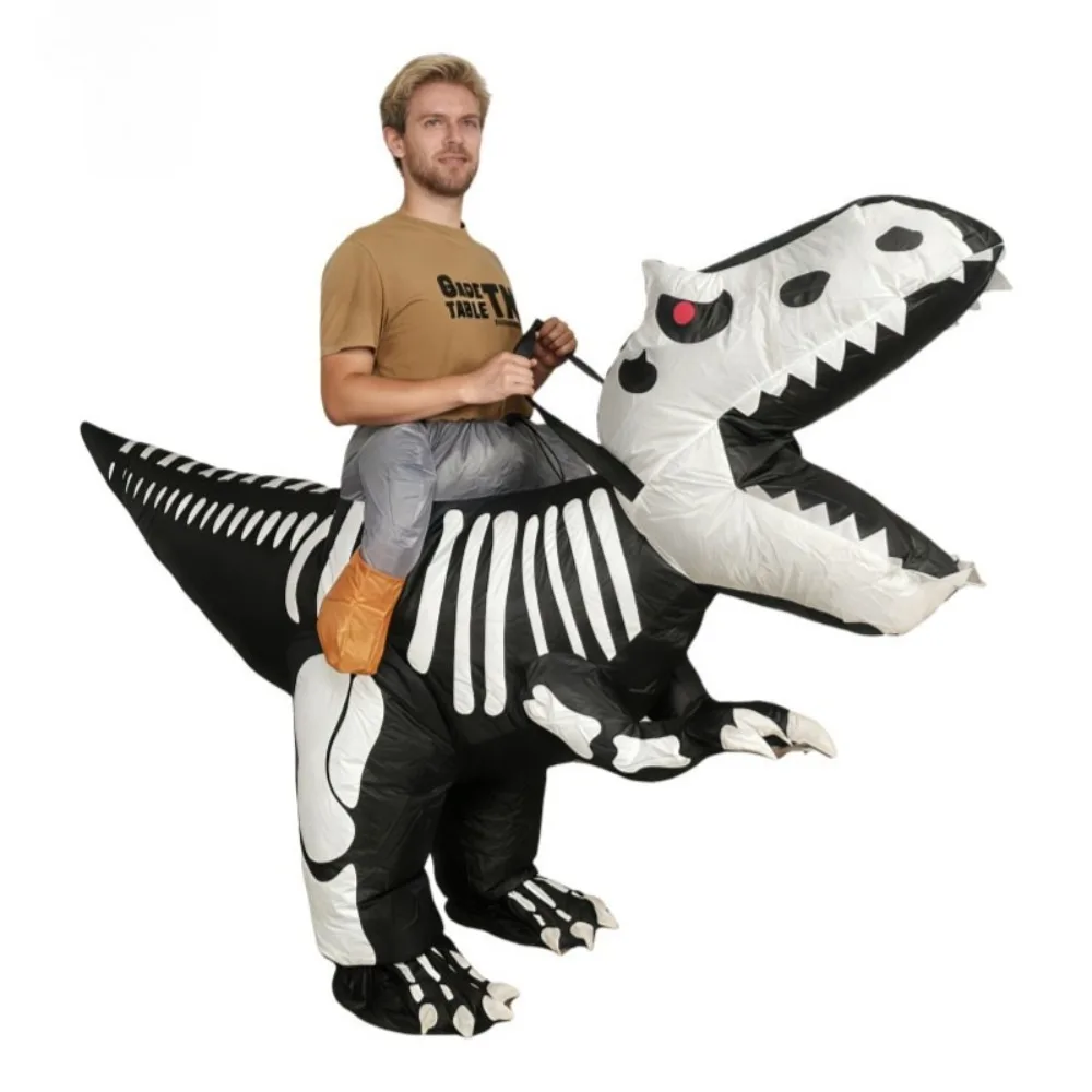 Tyrannosaurus Rex aufblasbares Fahrradskelett Dinosaurier Kostüm lustige Cosplay Dekoration für Halloween Party