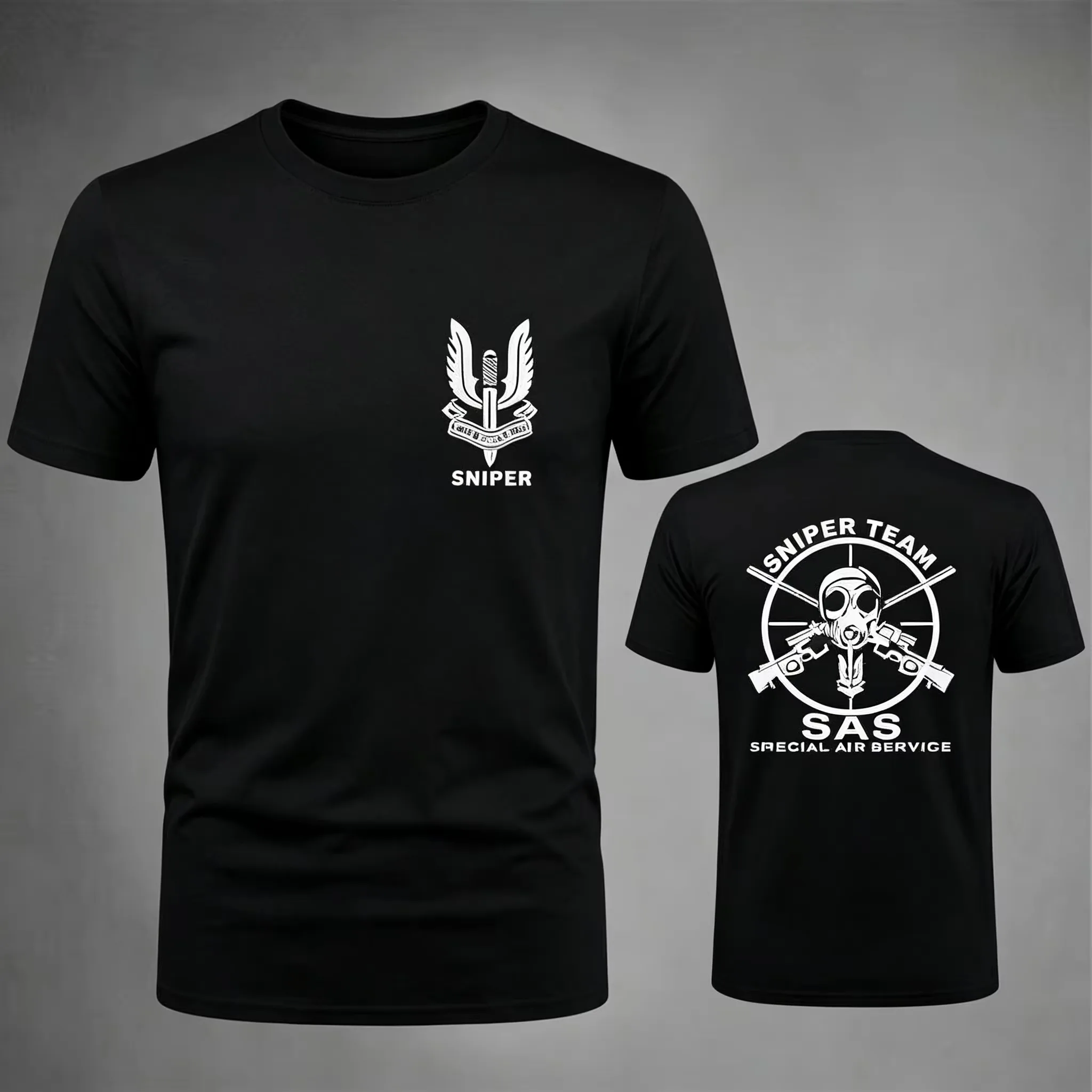2026 New Family Matching Unisex Oversized Streetwear T Shirt Sniper Team SAS Special Air Service Badge Graphic Short Sleeve Tee