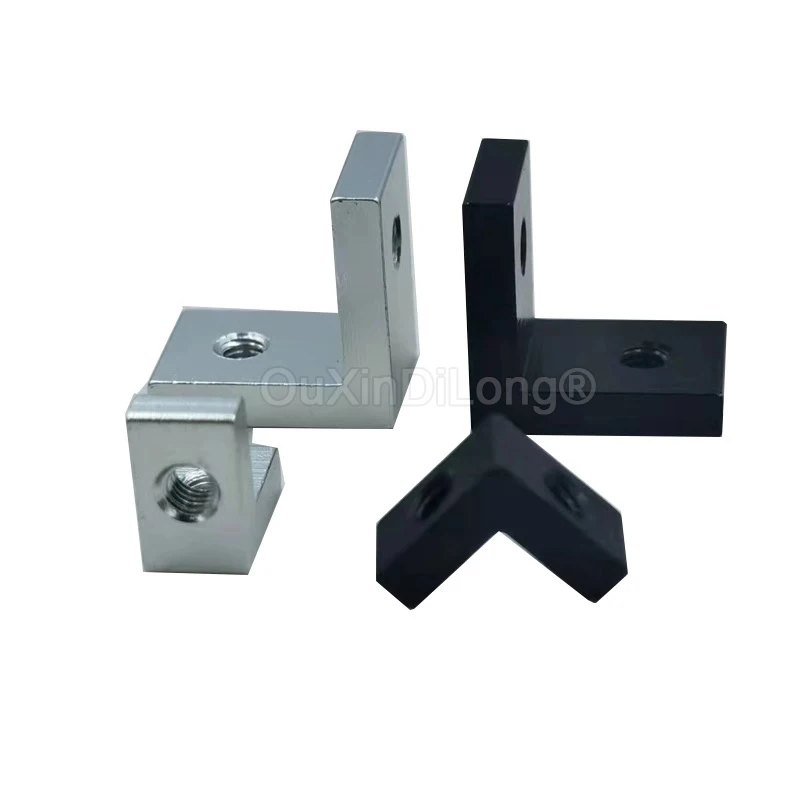 

40PCS Aluminium Alloy Corner Brackets Silver/Black Right Angle L Brackets Joint Brace Holder 2-Sided Threaded Connection GF1428