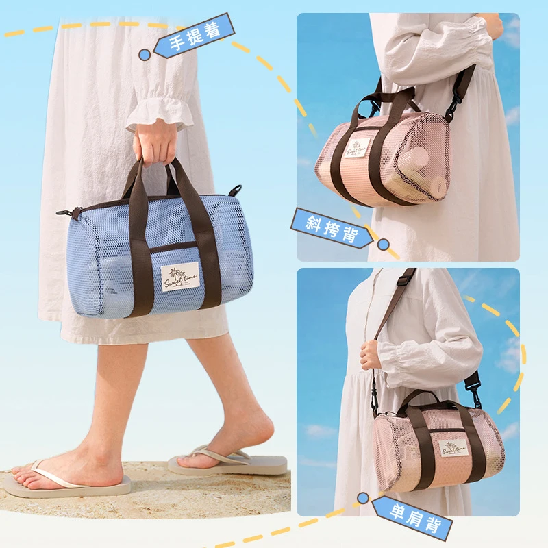 Hot sale Mesh Crossbody Duffle Bag with Adjustable Strap Breathable Mesh Shoulder Tote for Beach and Travel