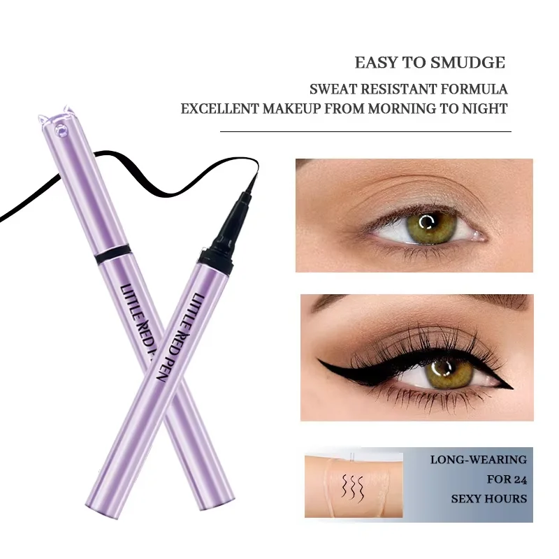 Cute Cat Ear Liquid Eyeliner Pen Waterproof Sweatproof No Smudge Fine Tip Eye Liner for Beginners Easy Draw Makeup Cosmetics