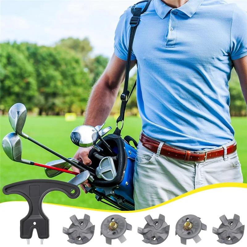 

B06C-Golf Spikes Set Includes 30 Pcs Golf Cleats Replacement Golf Cleats Spanner Metal Thread Screw 6 Mm Dia Golf Spike Too