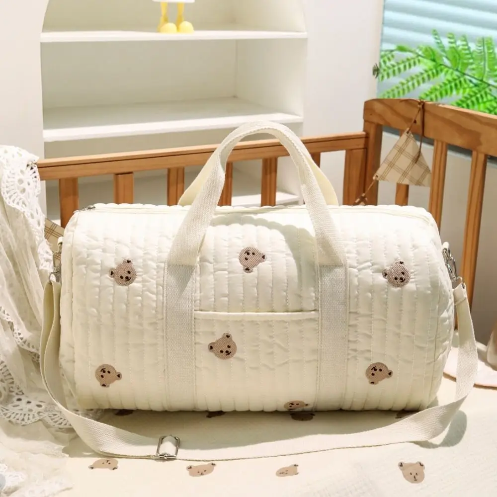 

Large Capacity Travel Luggage Bag Multi Functional Foldable Handheld Duffle Bag Cartoon Bear Sweet Flower Cute Mommy Bag Trip