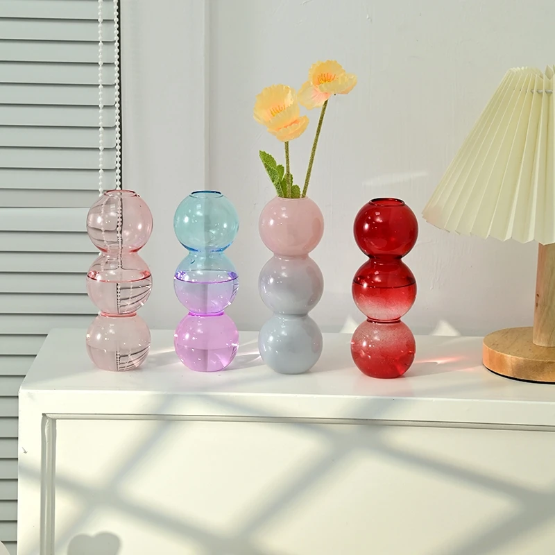 Bubble Glass Flower Vase Decorative Flower Bottle Vase Decoration Home Desktop Vases for Flower Aesthetic Room Decor 화병