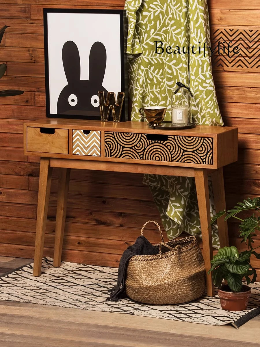 

Входной стол BJ, шкаф из цельного дерева, скандинавский вход, боковой шкаф для коридора, современный простой чехол для полосок, узкий стол, вход в стиле ретро