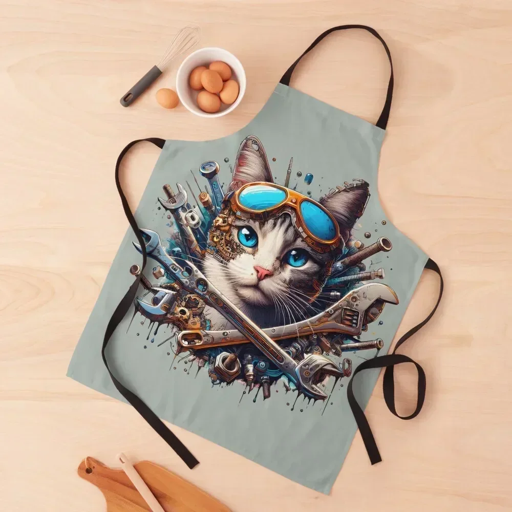 

Mechanic Cat Apron Camping Waiter Uniforms Kitchen Front man chef uniform Apron