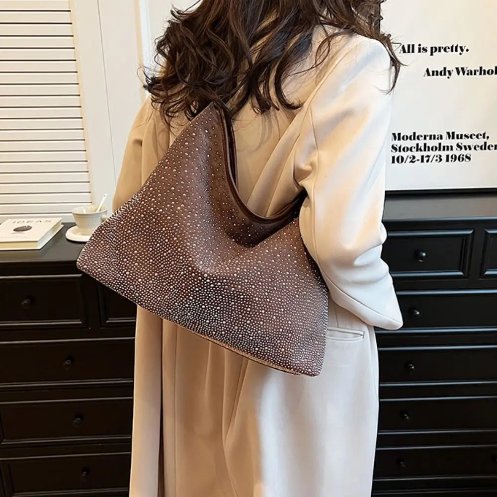 

Elegant Rhinestone Shiny Shoulder Bag Sparkly Luxury Ladies Diamond Tote Bag Large Capacity Crystal Evening Bag Party