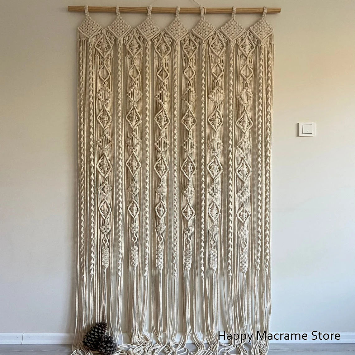 Imagem -05 - Cortina de Macramé para Janela Cortina de Macramé para Porta Porta Artesanal Tamanho Personalizado Art Decor Farmhouse Gift sem Haste