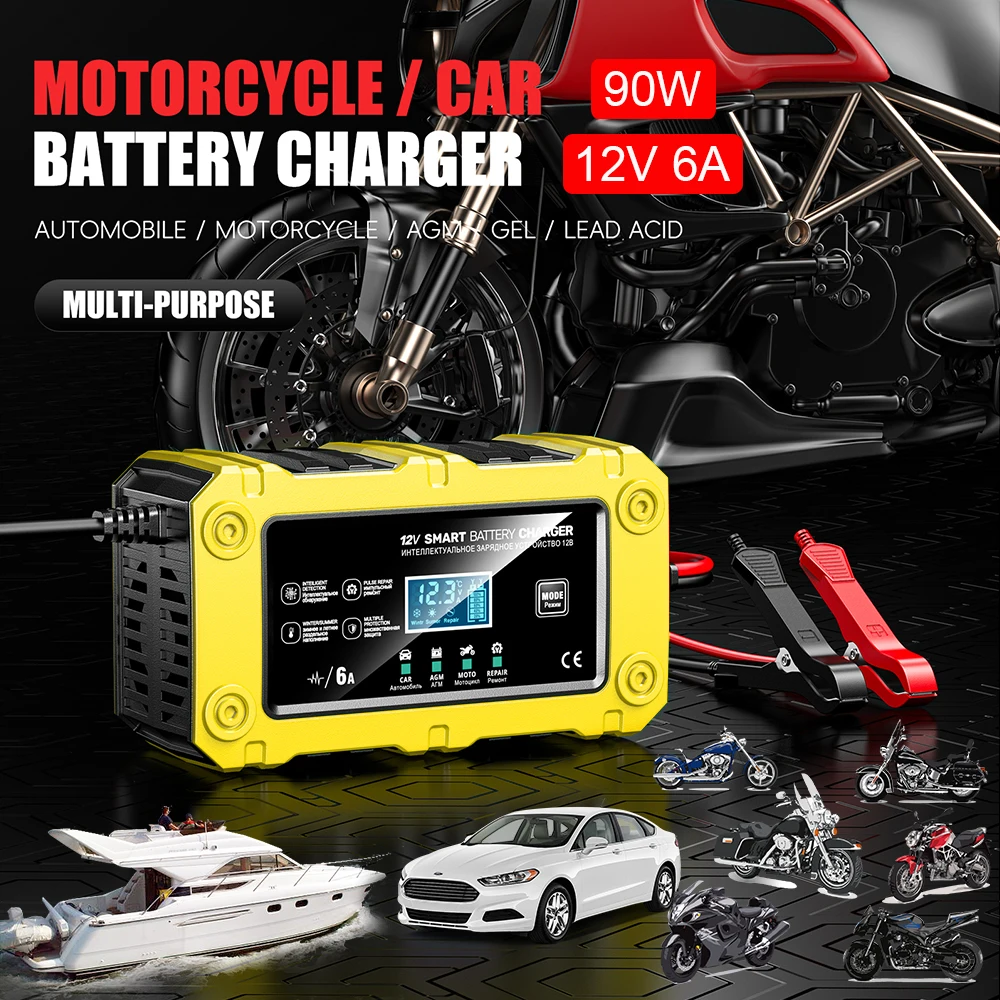 

12V Motorcycle Battery Chargers Intelligent Tester Boat Automotive Battery Chargers Car Digital Device RV Storage Cell Maintance