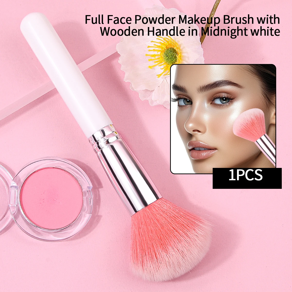 1 st roze blushborstel met hoog uiterlijk Gezichtscontourborstel multifunctionele make-upborstel make-uptool voor beginners