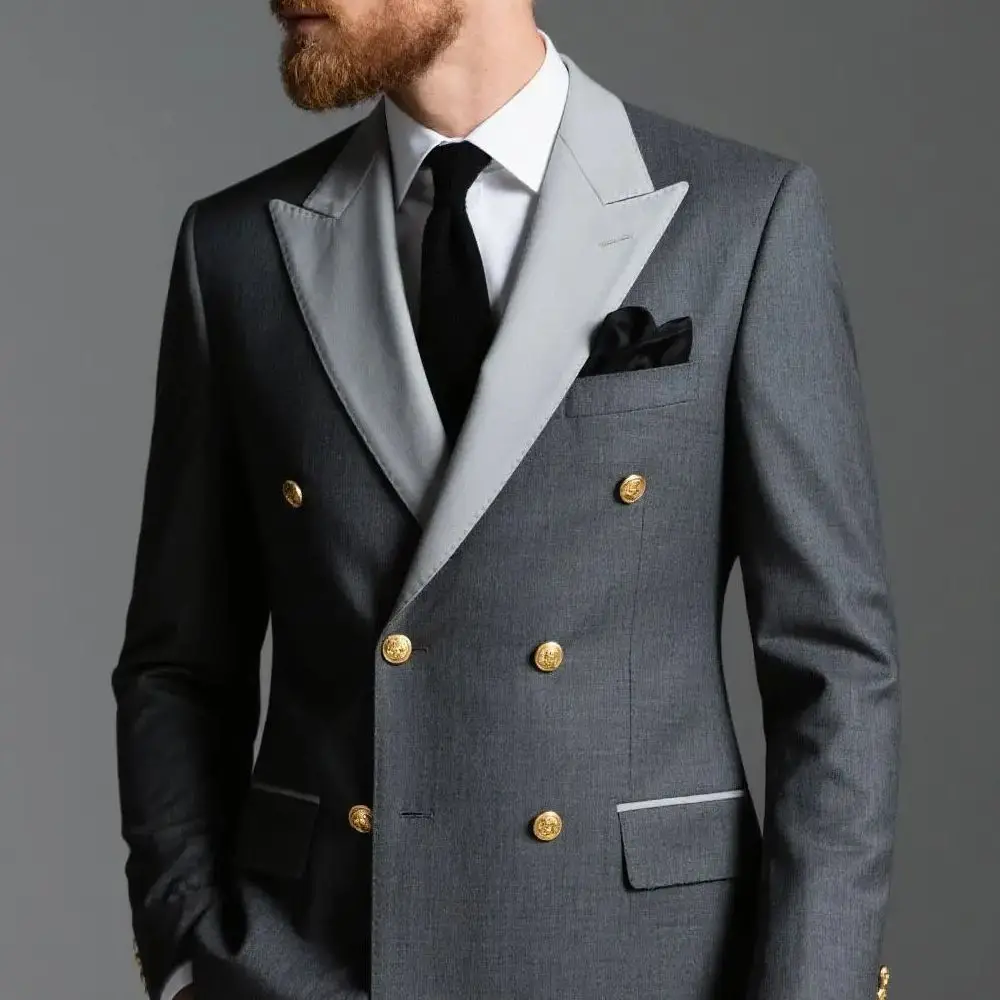 

Wedding Men Suits Blazer Bridegroom Business Groom Wear Tuxedo Jacket Formal Costume Homme Party Double Breasted Coat