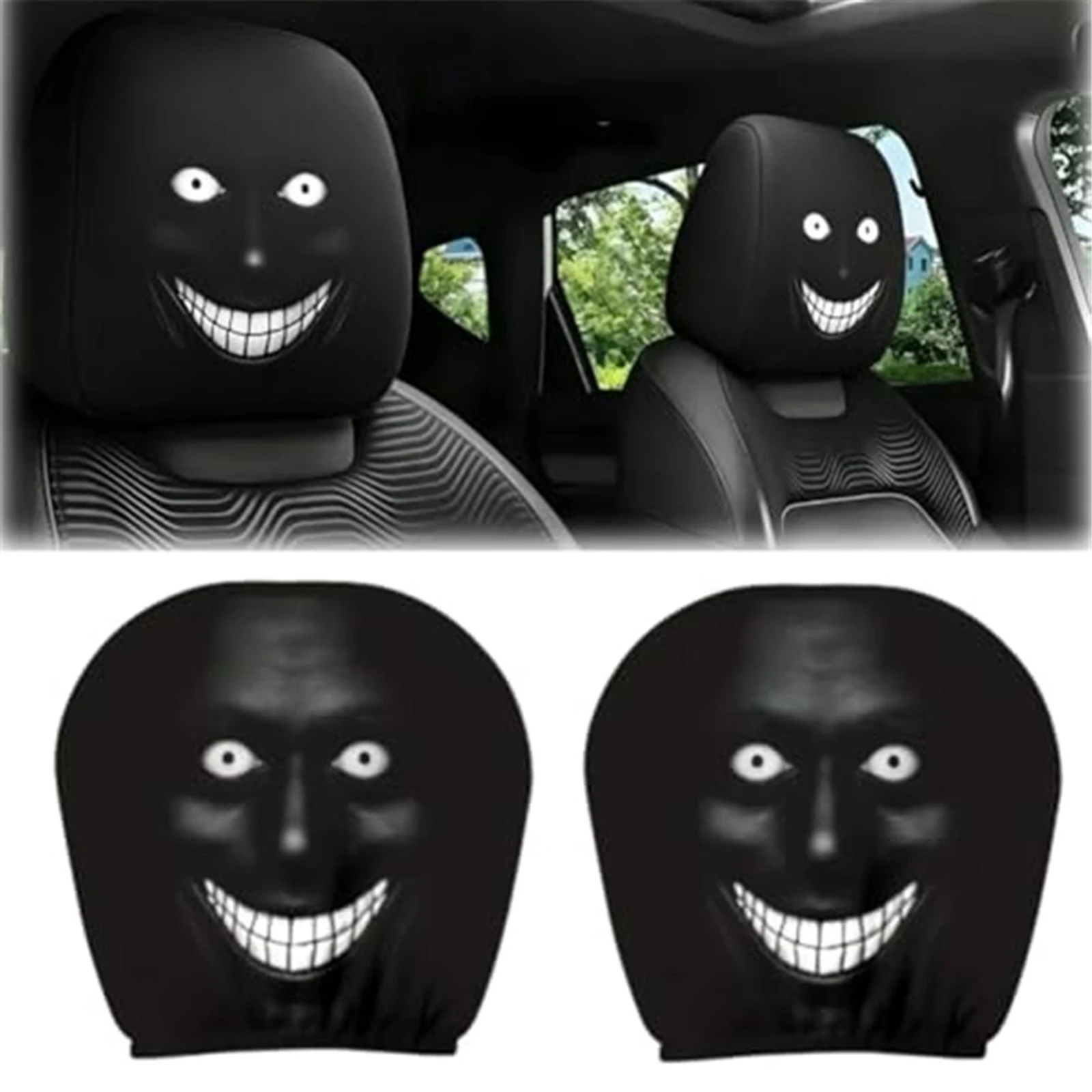 2PCS Headrest Protector Stretchy Washable Printed Head Rest Protector Breathable Reusable for Auto Vehicle Truck SUV Cars Use