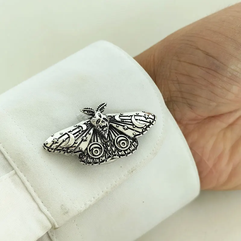 skull moth  Button Covers Detachable Clip-On Decorative Witch Buttons Sewing Buttons for DIY Blouses Clothing