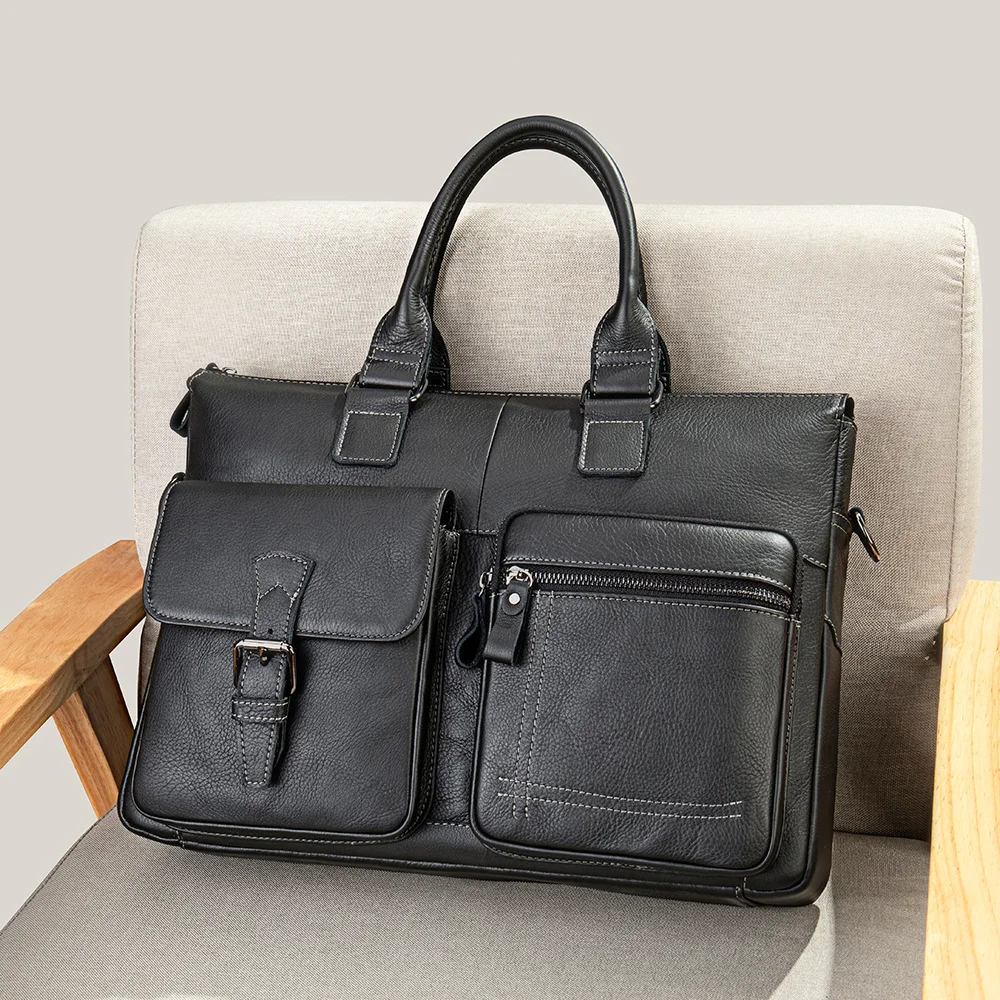 Men's Bag Genuine Leather Men Briefcase Handbags For 15.6" Laptop A4 Male Shoulder Messenger Bag Business Crossbody Bag