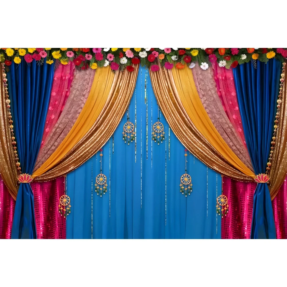 Indian Style Colorful Curtain Backdrop Baby Kids Birthday Party Wedding Portrait Photography Background Wall Decor Photo Studio