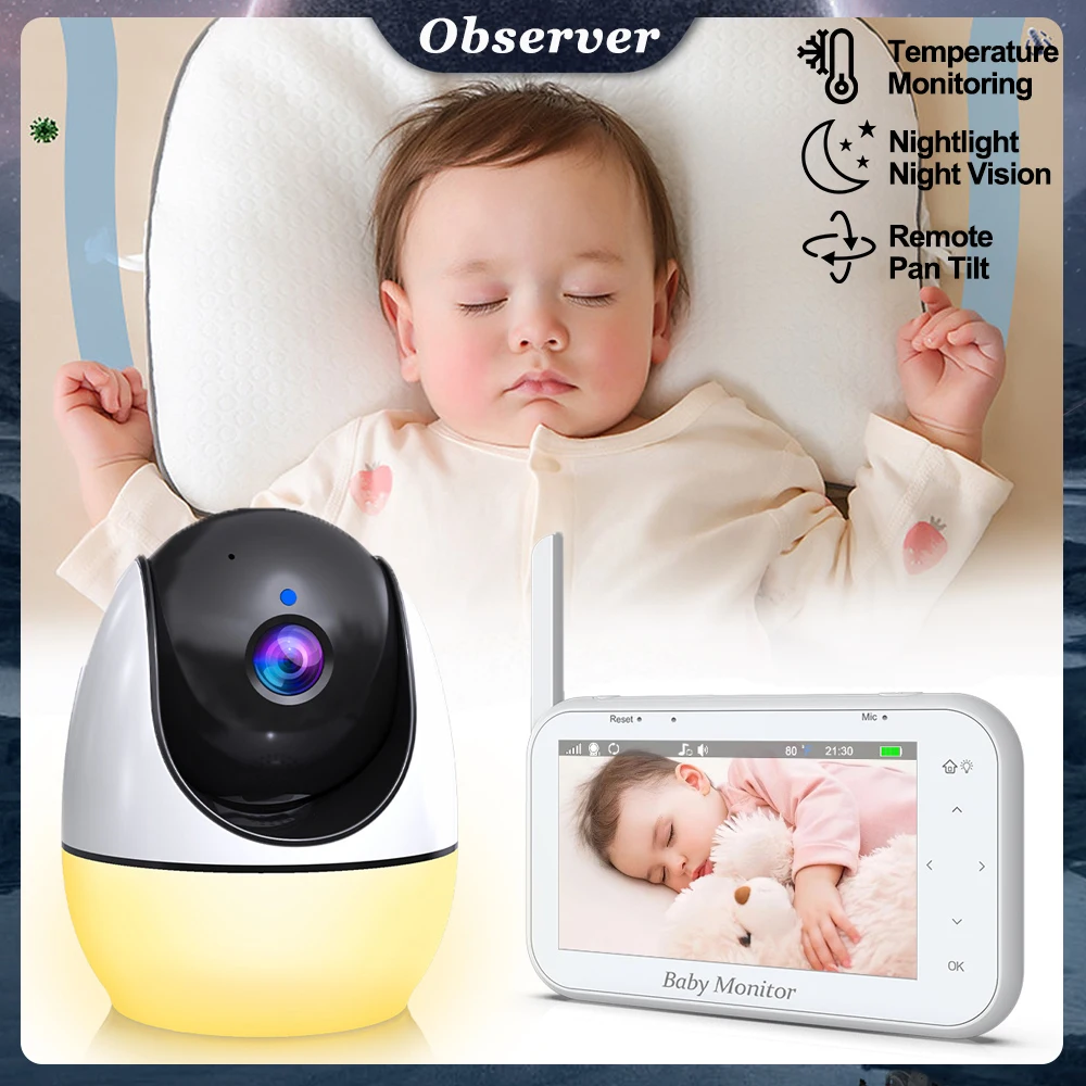 Wireless Video Baby Monitor LCD Audio Radio Nanny Night Light Intercom Portable Baby Cam Baby Walkie Talkie Babysitter AMB200S