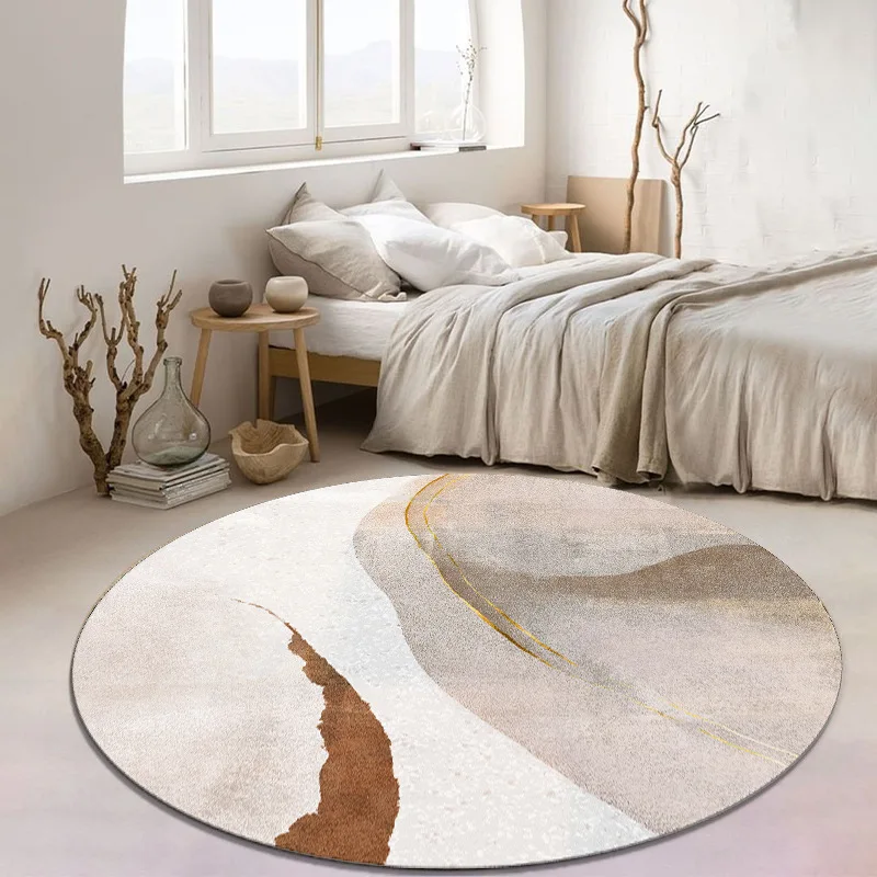Luxurious Marble Colour Nature Black Gold Round Carpet Rug for Bedroom Living Room Decoration,pet Decor Floor Mat  Area Rug