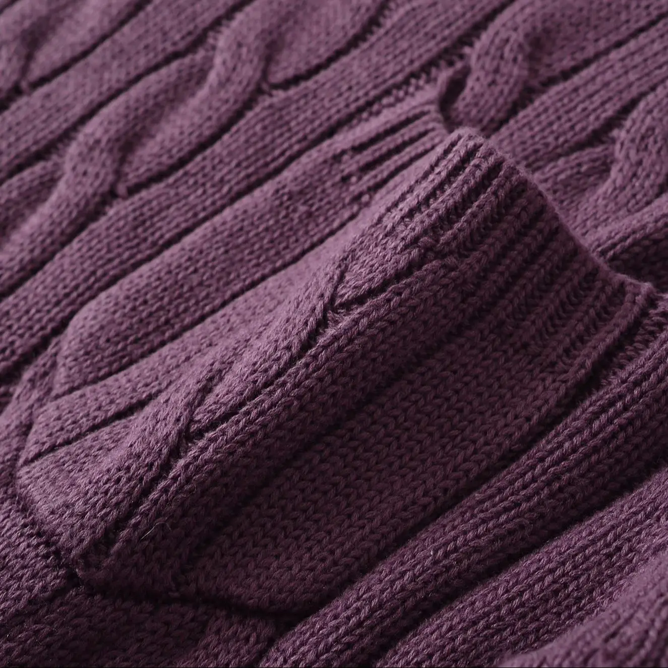 Nueva moda, suéter de punto trenzado con cuello redondo para mujer, jersey de manga larga con un bolsillo, prendas de punto de otoño, color morado, verde militar