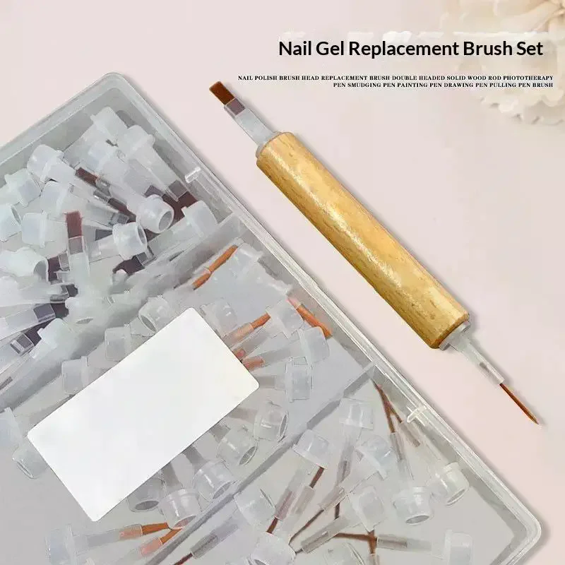 /JCS/One Set Disposable Dip Replacement Brush Mini Nail Polish Replacement Brush Replacement Liquid Soft Bristles Flat Brush Pe