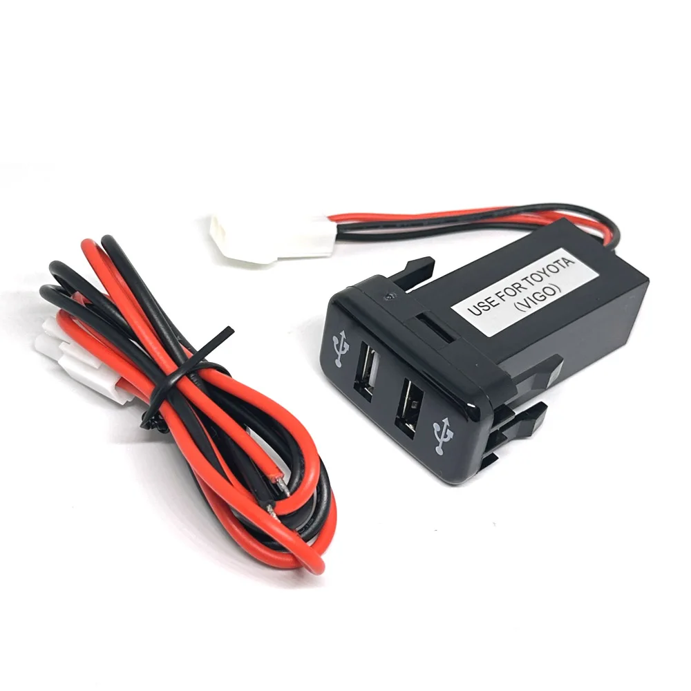 For Toyota QC3.0 Car Charger Dual USB Ports Phone Fast Quick Charging PDA DVR Adapter Plug & Play Cable Auto Accessories Styling