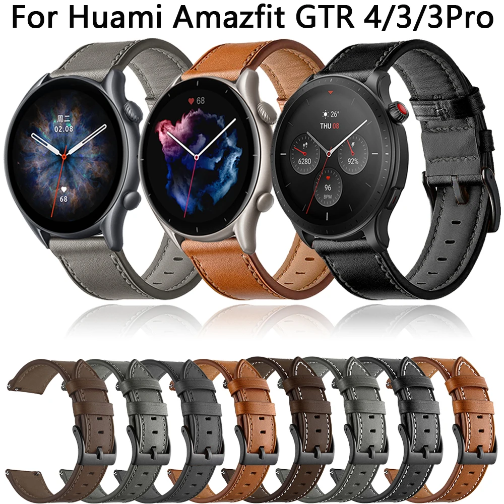 สายนาฬิกาข้อมือ22มม. สำหรับ huami amazfit GTR 4/3/3 Pro/2/47mm/Stratos 3สร้อยข้อมือหนัง Correa สำหรับ amazfit GTR4สาย GTR2