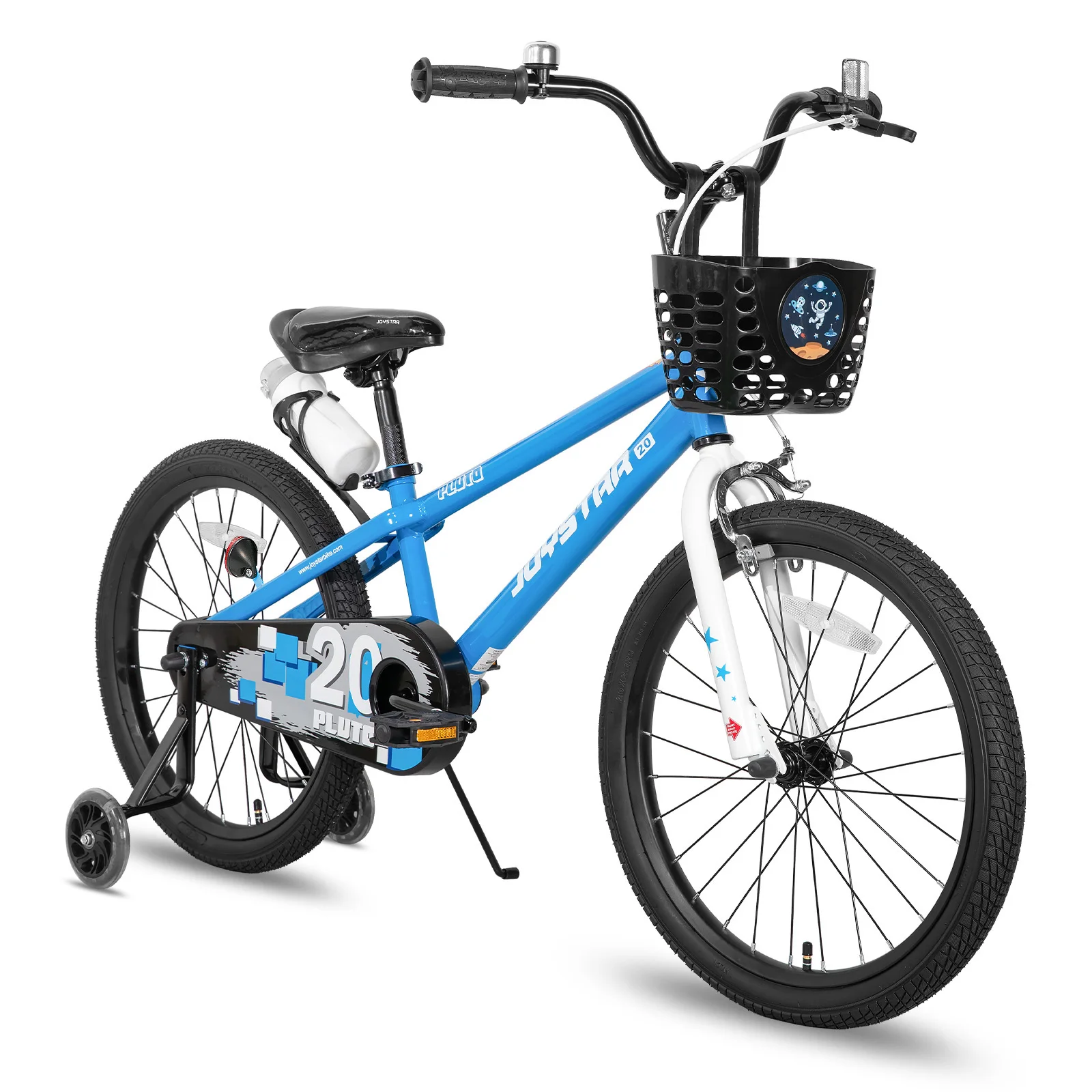 JOYSTAR Pluto Kids' Bicycle 18-20 Inch with Light-Up Training Wheels BMX Style for Boys & Girls Age 5-12 with Basket