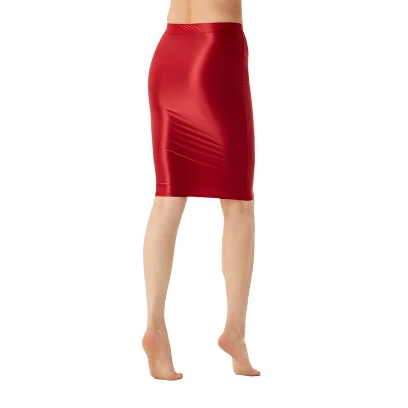 Sexy ajustement serré Transparent huile inje brillant enveloppant autour de la jupe grande taille une étape jupe 7083 femmes couche de Base pantalon