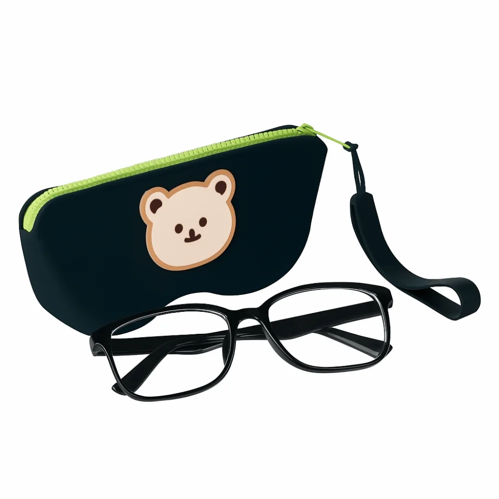 

Waterproof Silicone Eyeglasses Case Cartoon Bear Multifunctional Small Items Bag Dustproof Coin Purse Sunglasses Pouch Outdoor