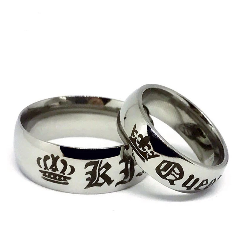 Gothic Old English Couple Ring Your Queen and Your King Couple lovers Rings Stainless Steel Jewelry Gifts  YLQ10167