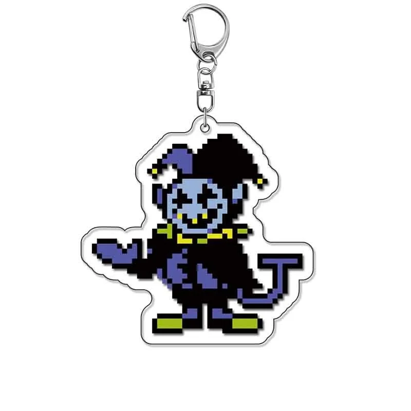 سلسلة مفاتيح من الأكريليك من Anime Deltarune، شماعة حقيبة على شكل بكسل لطيف مع شخصية كرتونية كلعبة تذكارية للهدايا