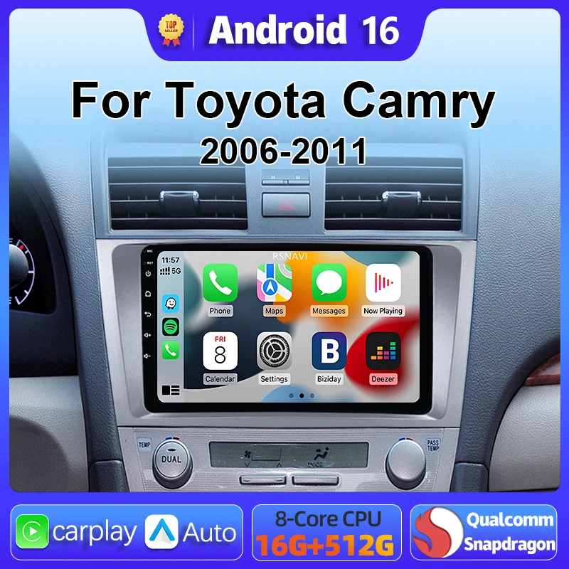 Android 15 Carplay Car Radio Multimedia For Toyota Camry 7 XV 40 50 2006 - 2011 navigation video DVD Autoradio Stereo 2din 4G+BT
