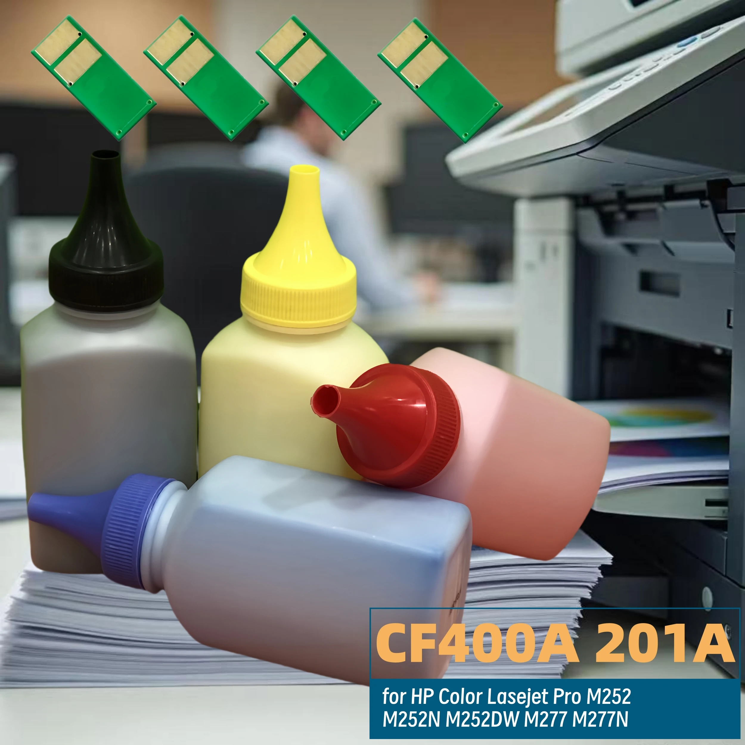 رقاقة مسحوق تلوين البشرة الملونة المتوافقة مع HP LaserJet Pro M252dn M252n MFP M277dw M277n M274n