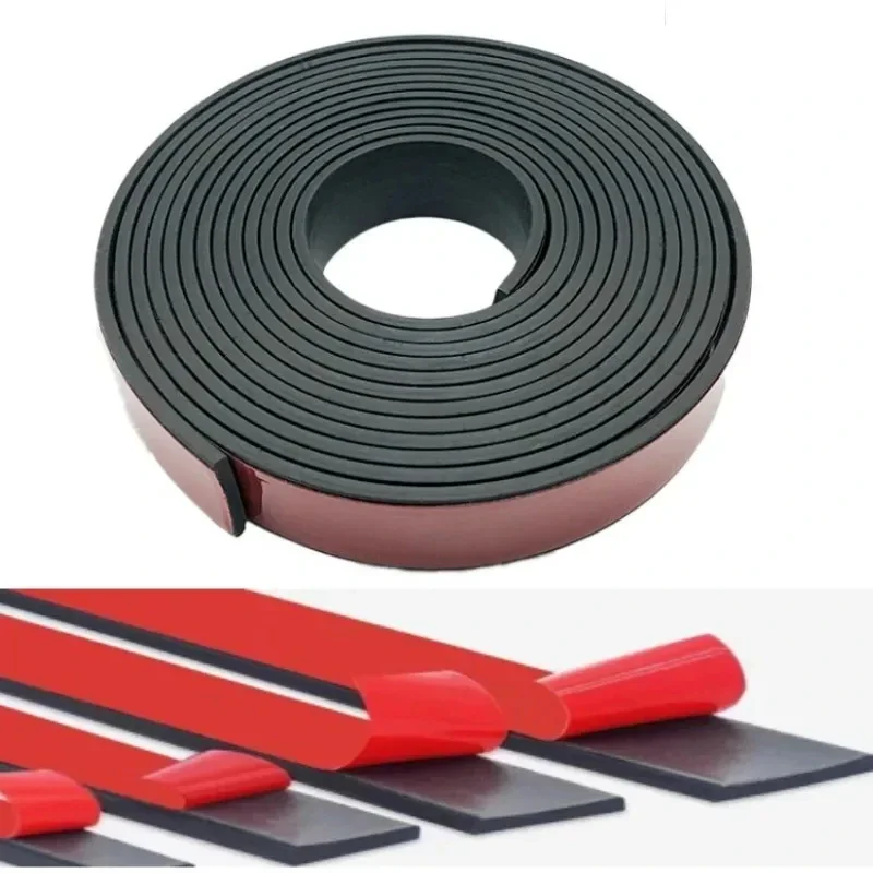 50cm Black Silicone Rubber Strip Self Adhesive Sealing Strip Anti-skid High Temperature Resistant Durable Thicknes 3/5mm