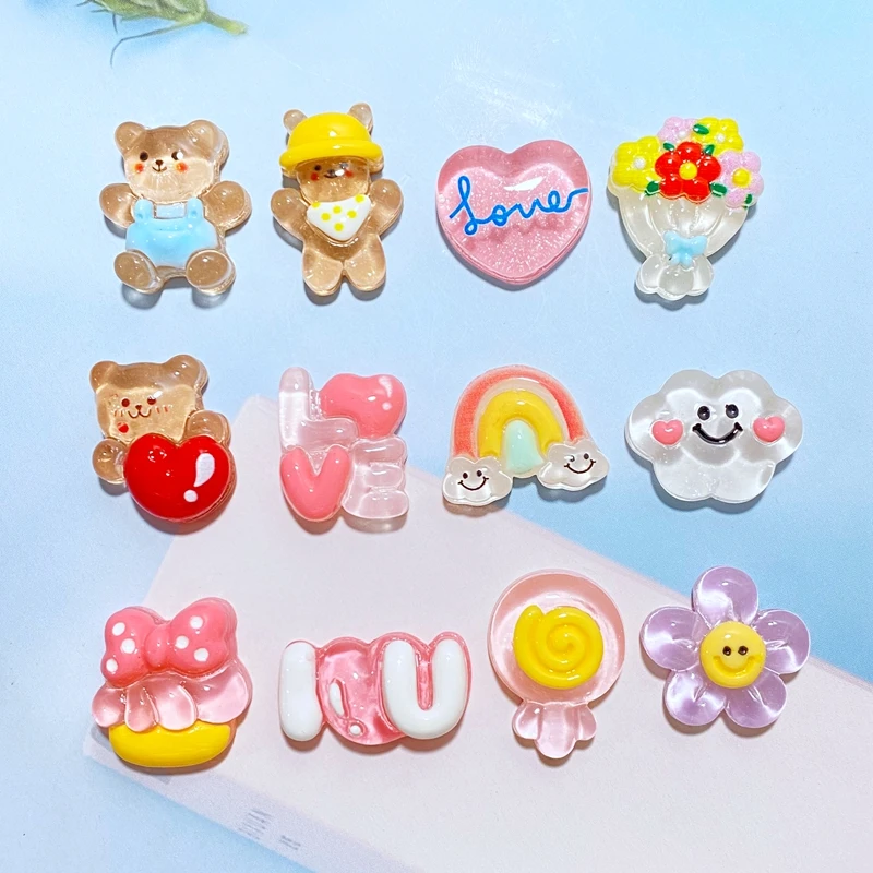10 Stücke Neue Nette Liebe Mini Cartoon Tiere Serie Harz der Flachen Rückseite Cabochons Scrapbooking DIY Schmuck Handwerk Dekoration Zubehör