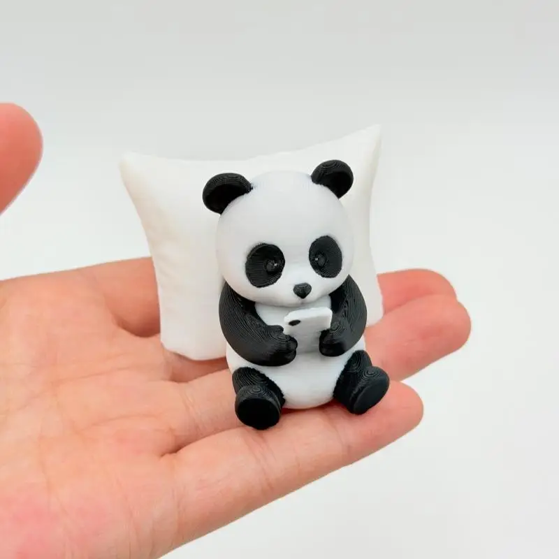 Cute Panda Sculpture Figurine Mini Animal Model Desktop Office Table Decor Car Interior Ornament Lovely Collectible Statue Gift