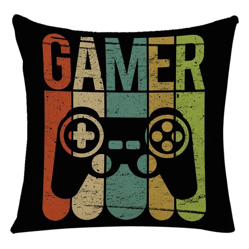 Game Controller Pillowcase Game Fan Pillow Case Bed Sofa Chair Soft Pillow Cover Kids Girl Boy Room Decoration Home Decor  45x45