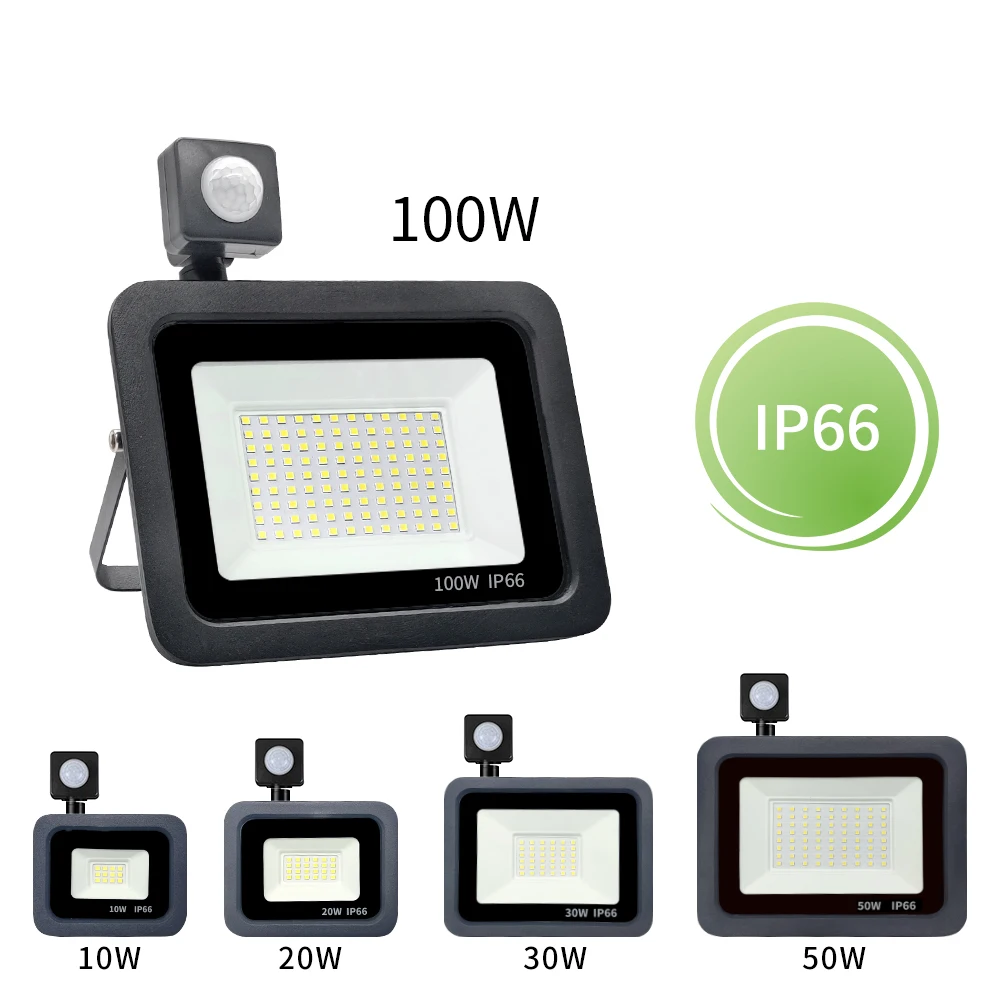 

LED Floodlight PIR Motion Sensor 220V 10W 20W 30W 50W 100W 150W Reflector Flood Light Waterproof IP66 Outdoor Induction Lighting