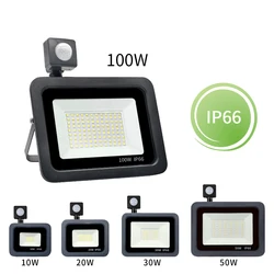 Reflector LED con Sensor de movimiento PIR, luz de inundación impermeable IP66, iluminación de inducción para exteriores, 220V, 10W, 20W, 30W, 50W, 100W, 150W
