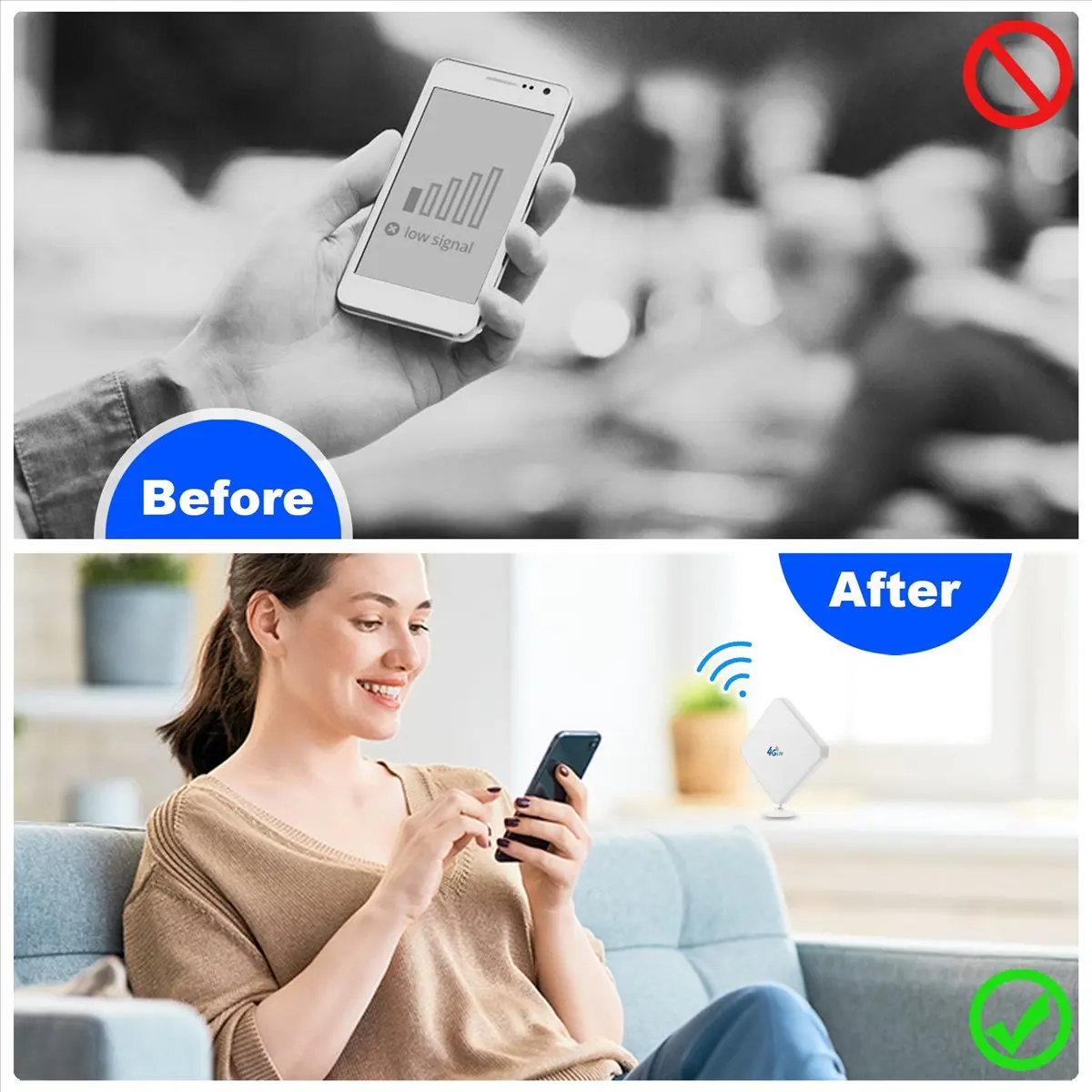 OK Hi-Gain 3G 4G LTE Outdoor 35DBi Directional Wide Band MIMO Wifi Antenna 2 Meters RG174 Cable Antenna for Router, SMA