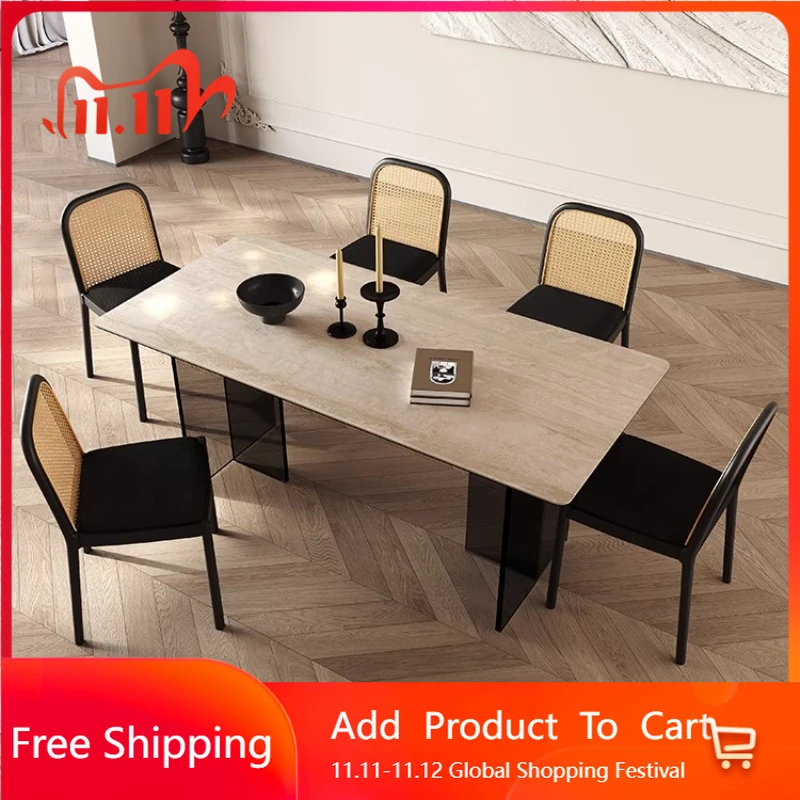 

Minimalist Rock Slab Dining Table Designer Adult Designer Lounge Reception Table Unusual Aesthetics High Quality Mesa Furniture