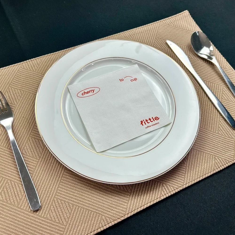 

Personalized Boutique Wedding Napkins with Custom Logos Perfect for Tea Houses Steak Restaurants Rooftop Bars Ice Cream Parlors