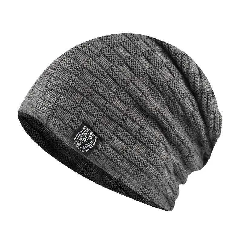 

Velvet Lining Hat Unisex Wool Knitted Beanies Cap Casual Cotton Hats Winter Padded Warm Outdoor Sports Hat for Men Women