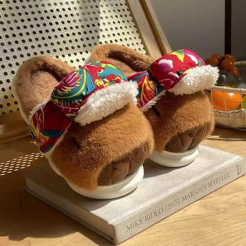 

Winter thick-soled anti-slip padded warm-up cozy personalized slippers with fashionable and creative design stylish and casual