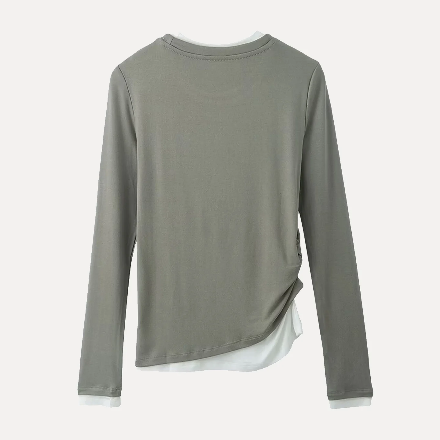 Faionable-Camiseta larga Sve para mujer, Top asimétrico falso de dos piezas con soporte, ropa diaria, otoño 2025, 2025