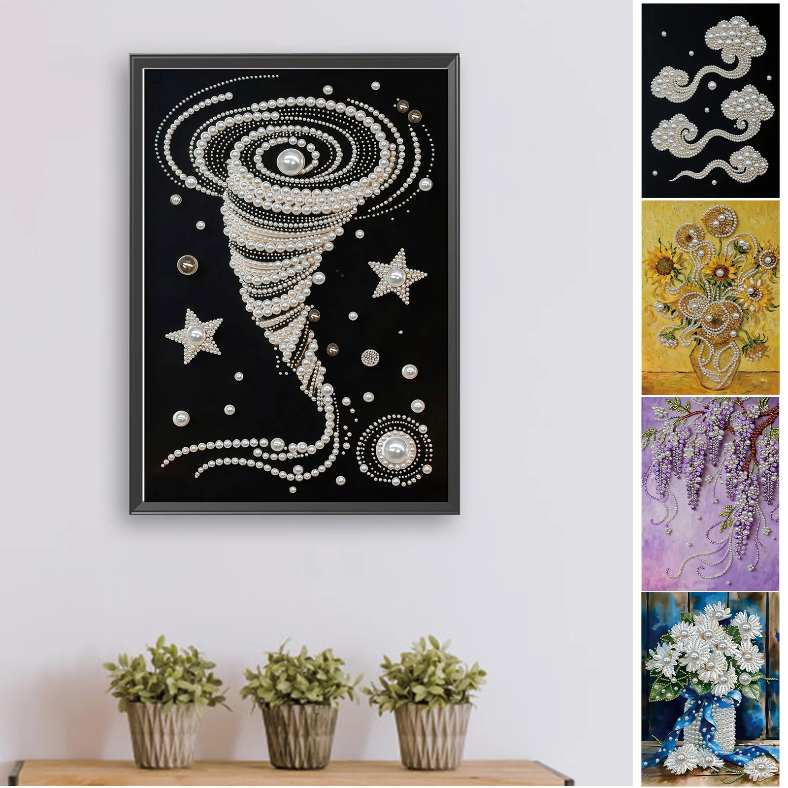 

DIY Pearl Art Painting for Home Wall Decor Pearl Gem Paintings Picture Arts Craft 30x40cm With Frame
