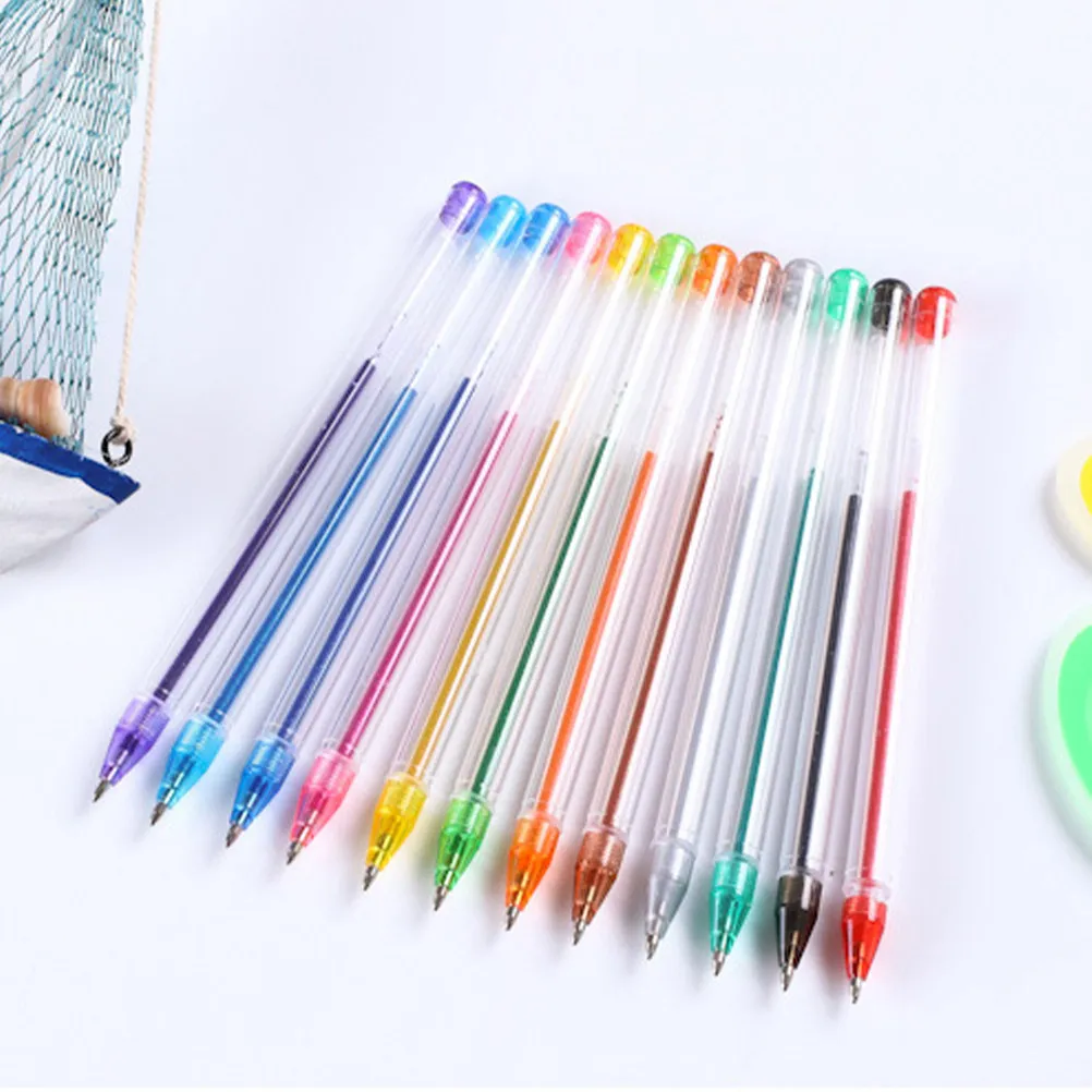 

100Pcs Glitter Pen Refills Strong Anti Wear Plastic Refills for Neutral Pens Smooth Writing Portable Stationery Set