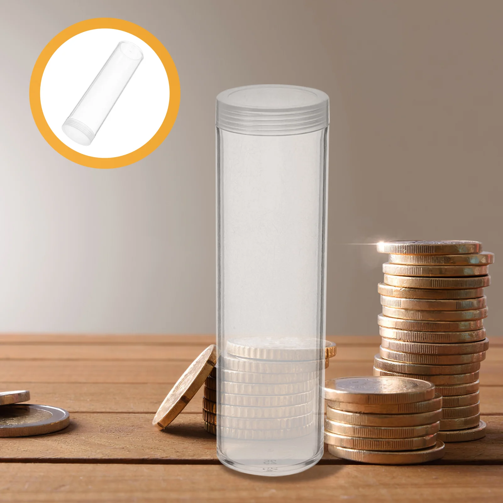 

6 Pcs Coin Storage Tube Tubes Dimes Holders for Coins Round Clear Plastic Organizer Small
