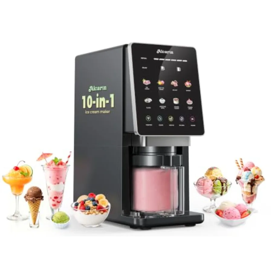 Ice Cream Maker With Not Freezer For Homemade Ice Cream Gelato Slushie Yogurt Sorbet 10 Pre-set Programs Respin And Mix-in Func
